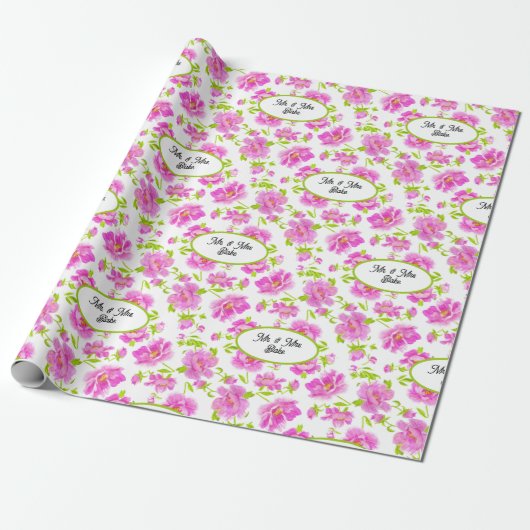  Roze pony's - Aangepast omslagpapier Cadeaupapier (Uitgerold)