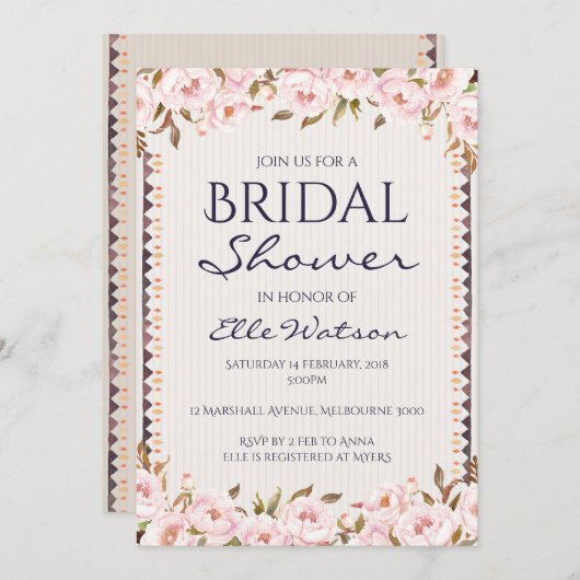 Roze pony's Bridal Shower Invitation, Weddenschap Kaart (Voorkant / Achterkant)