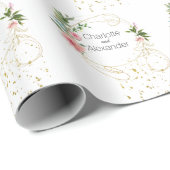 Roze pony's en Abstracte Gold Names Cadeaupapier (Rol Hoek)