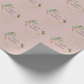 Roze pony's en Abstracte goudnamen op mosterdroze Cadeaupapier (Hoek)