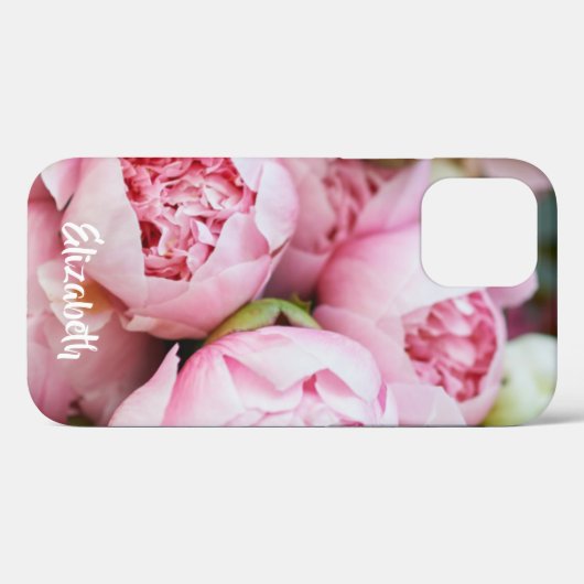 Roze pony's Flowers, gepersonaliseerd Case-Mate iPhone Case (Achterkant (horizontaal))