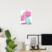 Roze pony's in Canning Jar Poster (Thuiskantoor)