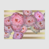 Roze pony's op gouden horizontale strepen ontkoppe tissuepapier (Voorkant)