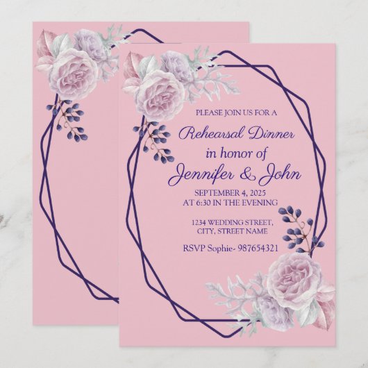 Roze pony's Paars geometrisch Lijst Kaart (Voorkant / Achterkant)