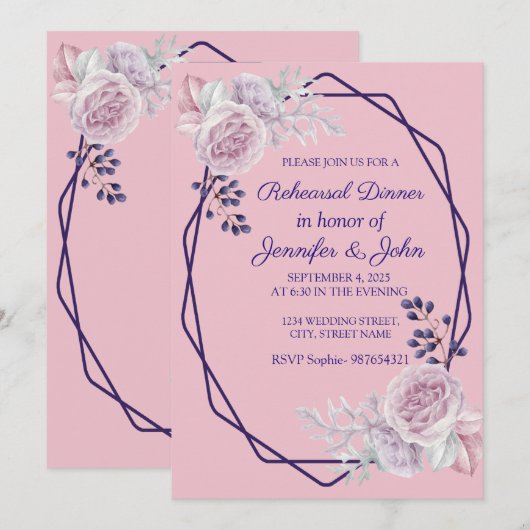 Roze pony's Paars geometrisch Lijst Kaart (Voorkant / Achterkant)