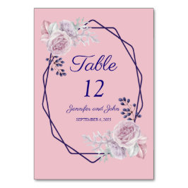 Roze pony's Paarse Geometrische Lijst bruiloft Kaart