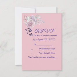 Roze pony's Paarse Geometrische Lijst bruiloft RSVP Kaartje