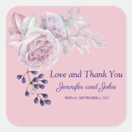 Roze pony's Paarse Geometrische Lijst bruiloft Vierkante Sticker