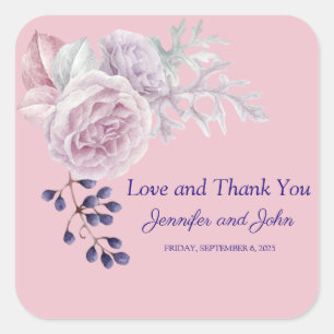 Roze pony's Paarse Geometrische Lijst bruiloft Vierkante Sticker