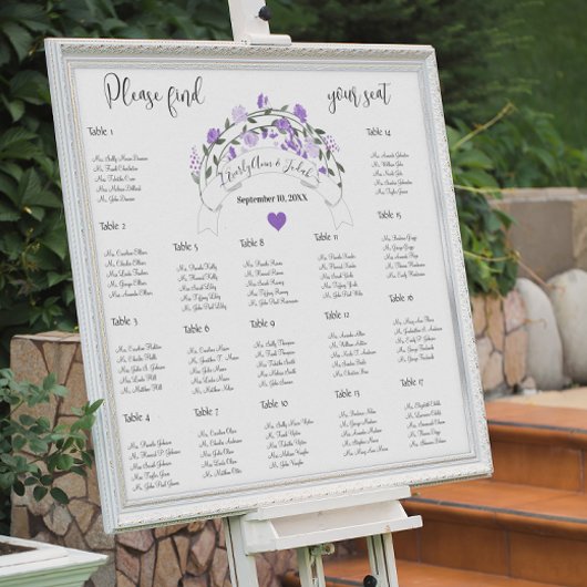 Roze pony's Wedding Seating Chart 17 Tables Poster