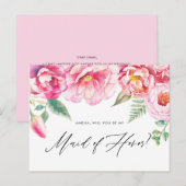 Roze pony's worden mijn spreekster van het eervoll uitnodiging briefkaart (Voorkant / Achterkant)