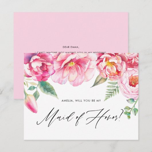 Roze pony's worden mijn spreekster van het eervoll uitnodiging briefkaart (Voorkant / Achterkant)