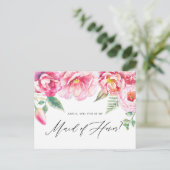 Roze pony's worden mijn spreekster van het eervoll uitnodiging briefkaart (Staand voorkant)