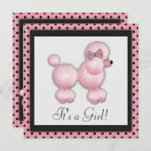 Roze Poodle Baby shower Kaart (Voorkant / Achterkant)