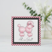 Roze Poodle Baby shower Kaart (Staand voorkant)