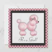 Roze Poodle Baby shower Kaart (Voorkant)