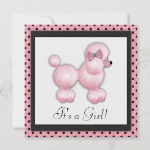 Roze Poodle Baby shower Kaart