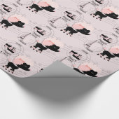 Roze Poodle Eiffeltoren Parijs Inpakpapier (Hoek)