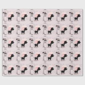 Roze Poodle Eiffeltoren Parijs Inpakpapier (Vlak)