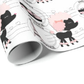 Roze Poodle Eiffeltoren Parijs Inpakpapier (Rol Hoek)