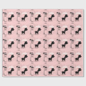 Roze Poodle Eiffeltoren Parijs Inpakpapier (Vlak)