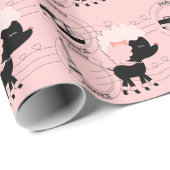 Roze Poodle Eiffeltoren Parijs Inpakpapier (Rol Hoek)