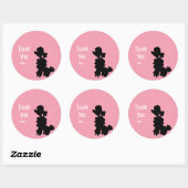 Roze Poodle Hond 50'er Feest Favor Sticker (Vel)