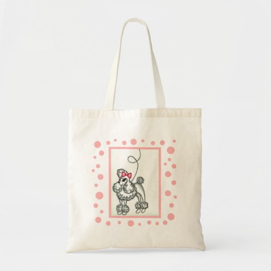 Roze Poodle Jaren Vijftig Tote Tas (Voorkant)