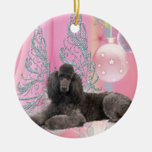 Roze Poodle Kerst Ornament (Voorkant)