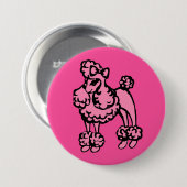 Roze Poodle Knop Ronde Button 7,6 Cm (Voorkant /achterkant)