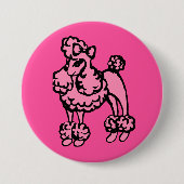 Roze Poodle Knop Ronde Button 7,6 Cm (Voorkant)