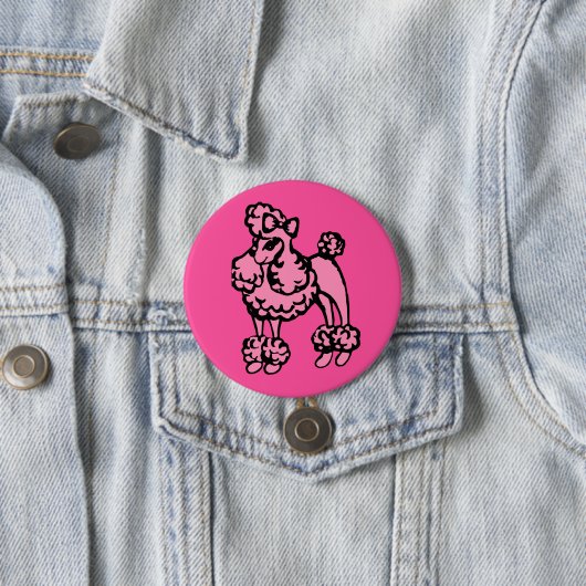 Roze Poodle Knop Ronde Button 7,6 Cm (In situ)