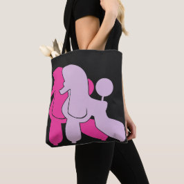 Roze Poodle koppel moderne illustratie Tote Bag