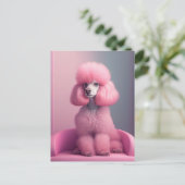 ROZE POODLE KUNST ANSICHTKAART BRIEFKAART (Staand voorkant)
