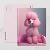ROZE POODLE KUNST ANSICHTKAART BRIEFKAART (Voorkant / Achterkant)