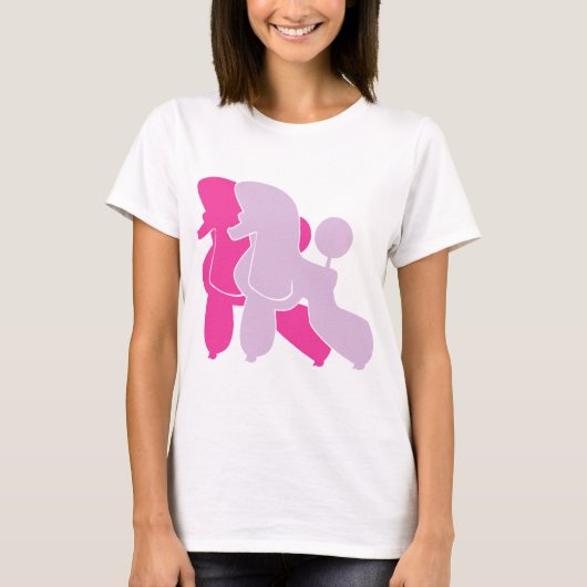 Roze Poodle minimale silhouet T-shirt (Voorkant)