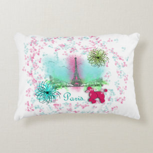Roze poodle Paris Eiffel Tower Accent Kussen