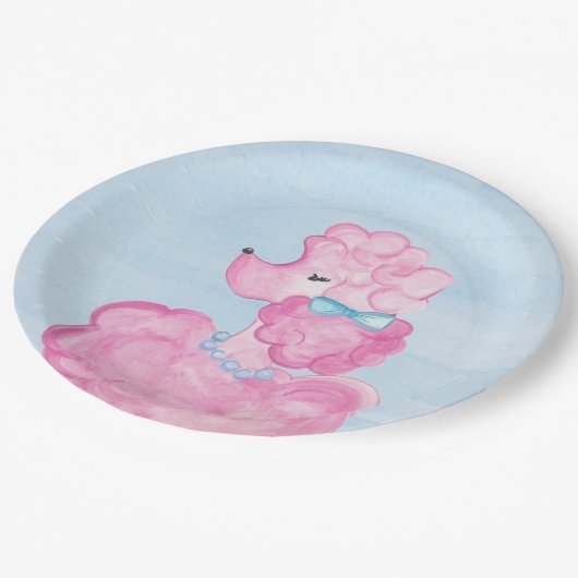 Roze Poodle Party, Parijs Frankrijk, Eiffeltoren Papieren Bordje (Gekanteld)