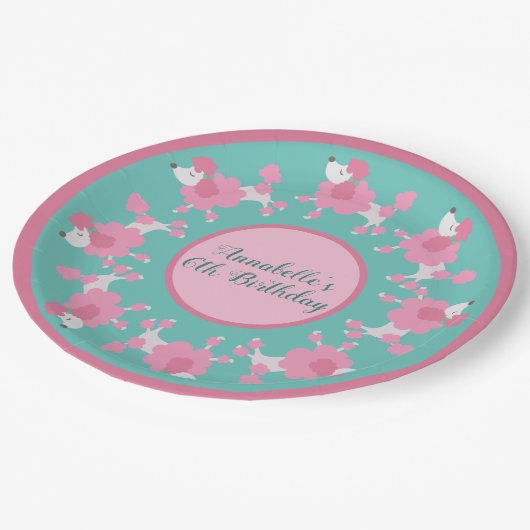  Roze Poodle Party personaliseert Bord papier (Gekanteld)