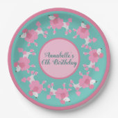  Roze Poodle Party personaliseert Bord papier (Voorkant)