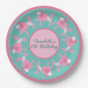 Roze Poodle Party personaliseert Bord papier
