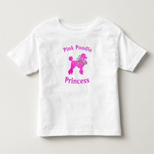 Roze Poodle Prinses Verjaardagsmeisje T-shirt (Voorkant)