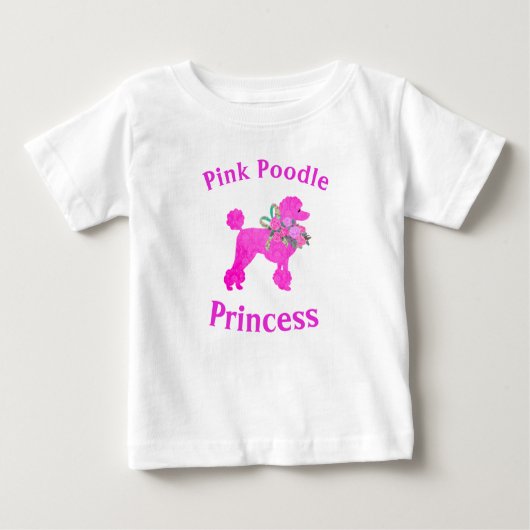 Roze Poodle Prinses Verjaardagsmeisje T-shirt (Voorkant)