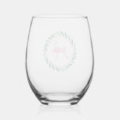 Roze Poodle Silhouet Kerst Wijn Glas (Achterkant)