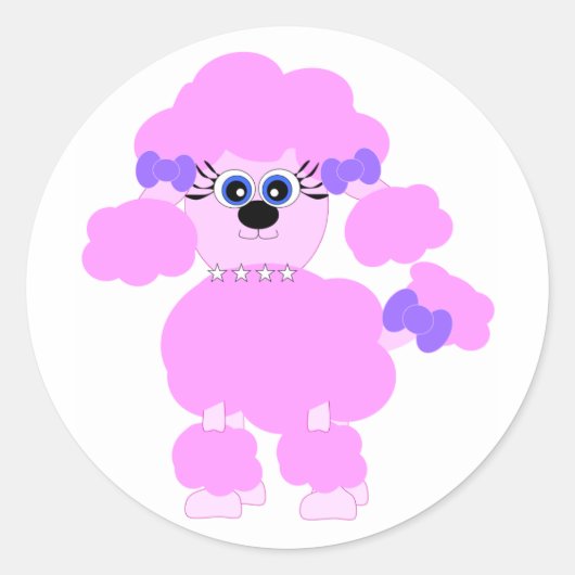 Roze Poodle Sticker (Voorkant)