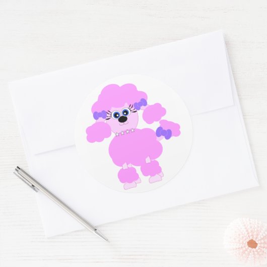 Roze Poodle Sticker (Envelop)
