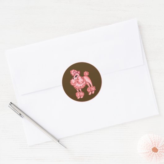 Roze Poodle Sticker (Envelop)