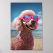 Roze Poodle Tropical Paradise Poster (Voorkant)