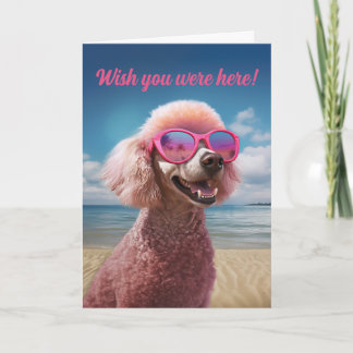 Roze Poodle Tropical Paradise Wenskaart Kaart