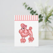 Roze Poodle Uitnodiging (Staand voorkant)